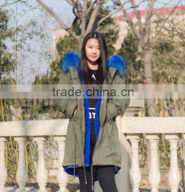 Wholesale price hot selling popular parka jacket with real silver fox fur hood trim