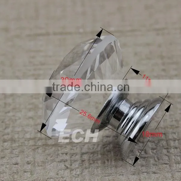 China supplier ECH zinc crystal cabinet knob