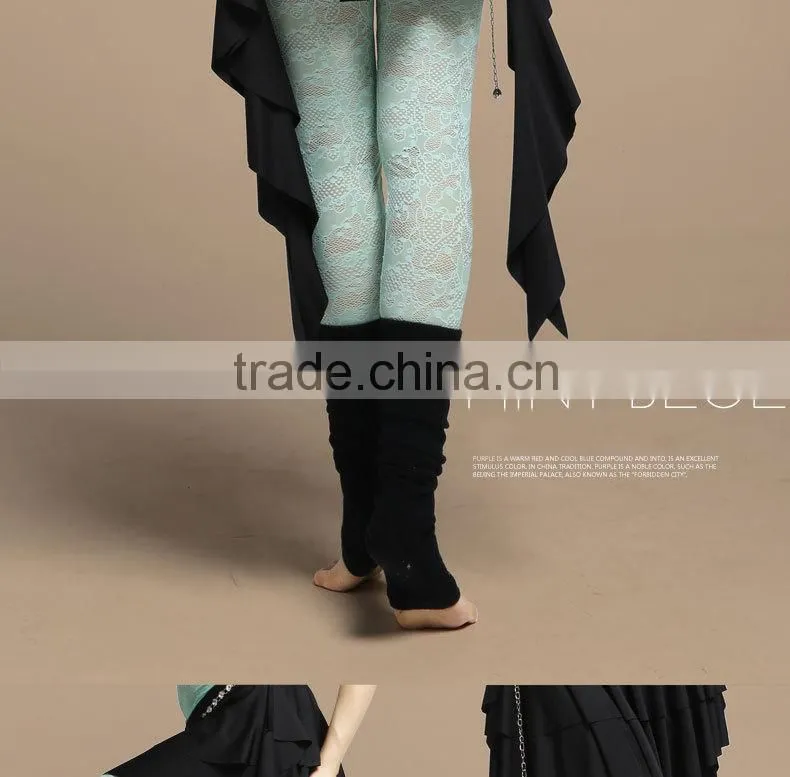 Wuchieal Ladies Sexy Modal and High Elastic Lace Tight Belly Dance Pants