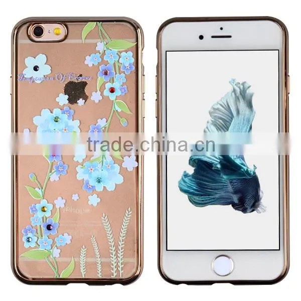 C&T Transparent Plating TPU Bling Rhinestone Cell Phone Case For iPhone 6s