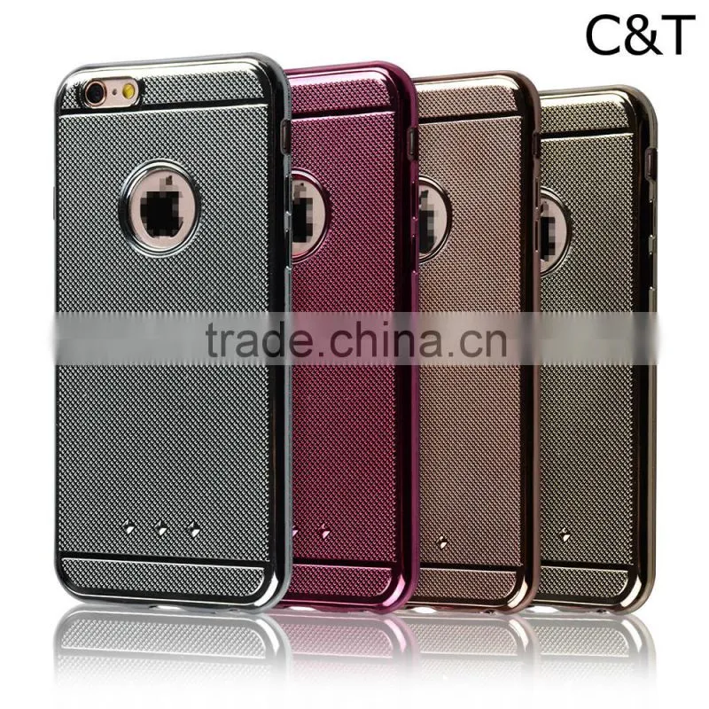 C&T Plating Weave Lines Soft Flexible TPU Skin Case for iPhone 6/6S