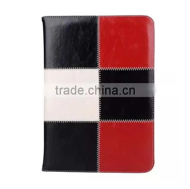 Accept small qty factory handheld fashion grid leather tablet cover for ipad air 2