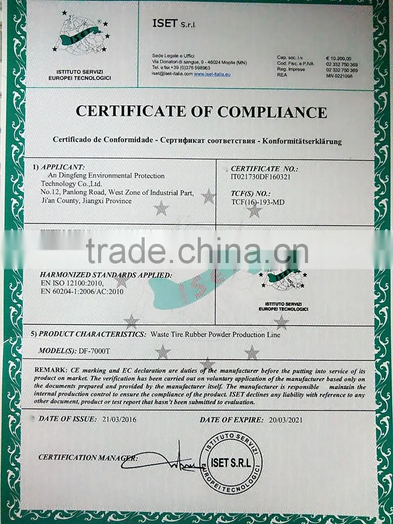 ISO Jiangxi Dingfeng scrap tire pyrolysis equipment with free installation