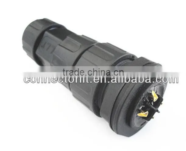 4 pins panel front mounted male socket with female plug waterproof connector