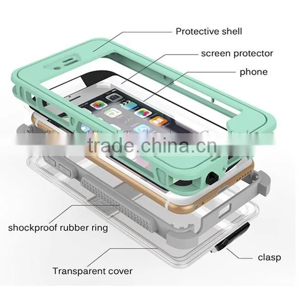 4.7 Inch Glow In Dark IP68 Waterproof Case for iPhone 6 6S With Button And Holder Stand
