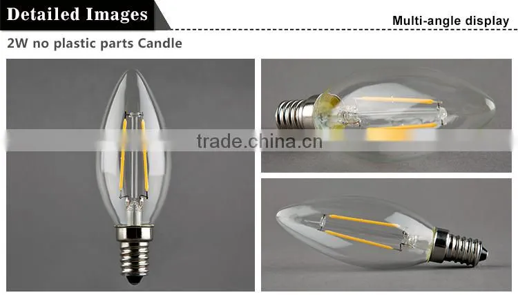 Mingshuai Chandelier LED filament bulb candelebra C35 full glass lamp 2W E14 dimmable
