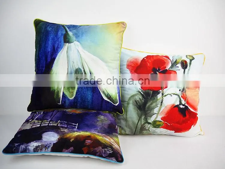 Decorative car sofa bed flower printed cushion covers comfortable fabric velvet pillow cases