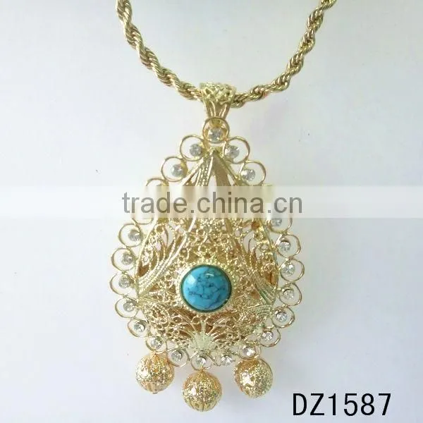 new design ruby beads necklace rhinestone gold morocco pendant