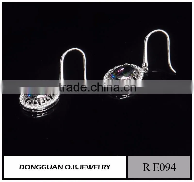 Crystal 925 Sterling Silver Zircon Earring Jewelry With Rhinestone