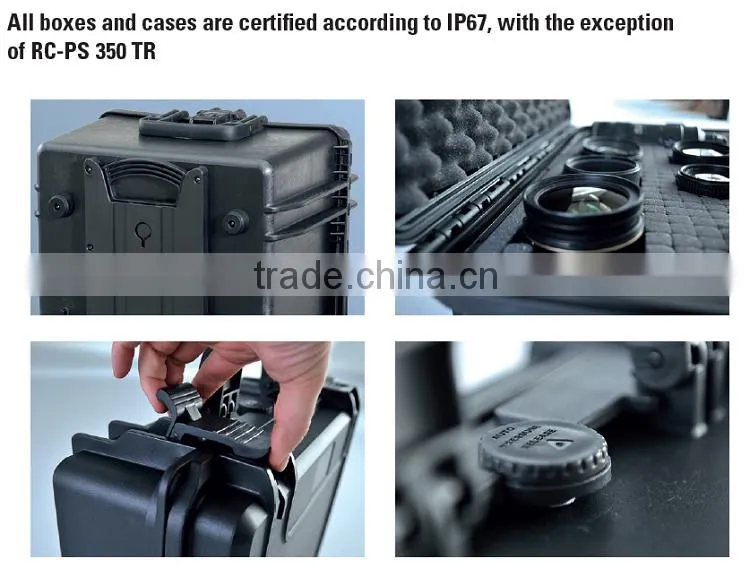 Solid recycle handcarry protective custom printing anti shock clear display abs pp hand tool hard case with clip foam grid label