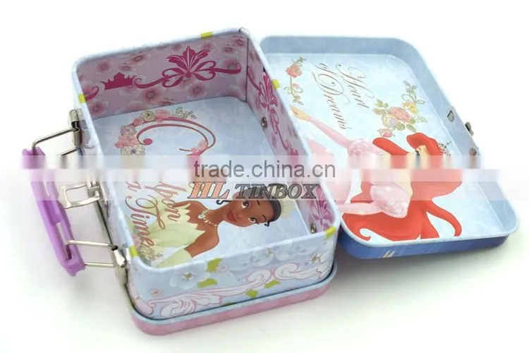 Rectangular Kids Gift Tin Lunch Box with Handle and Lock