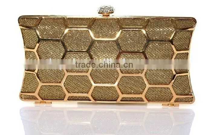 2014 leather with metal hollow evening bags fashion clutch Evening Bag