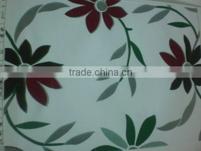 Newest transparent crystal flowers pattern tablecloth with straight/wave edge