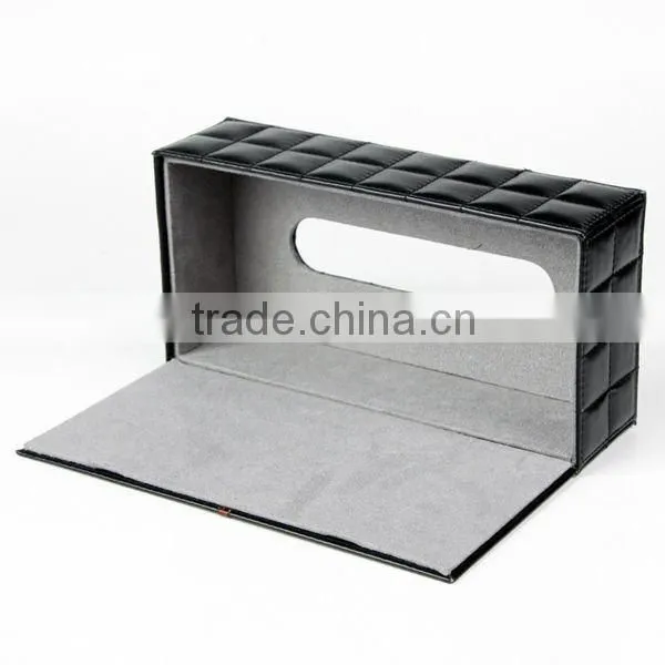 classic plastic PU leather tissue box cuboid tissue holder box
