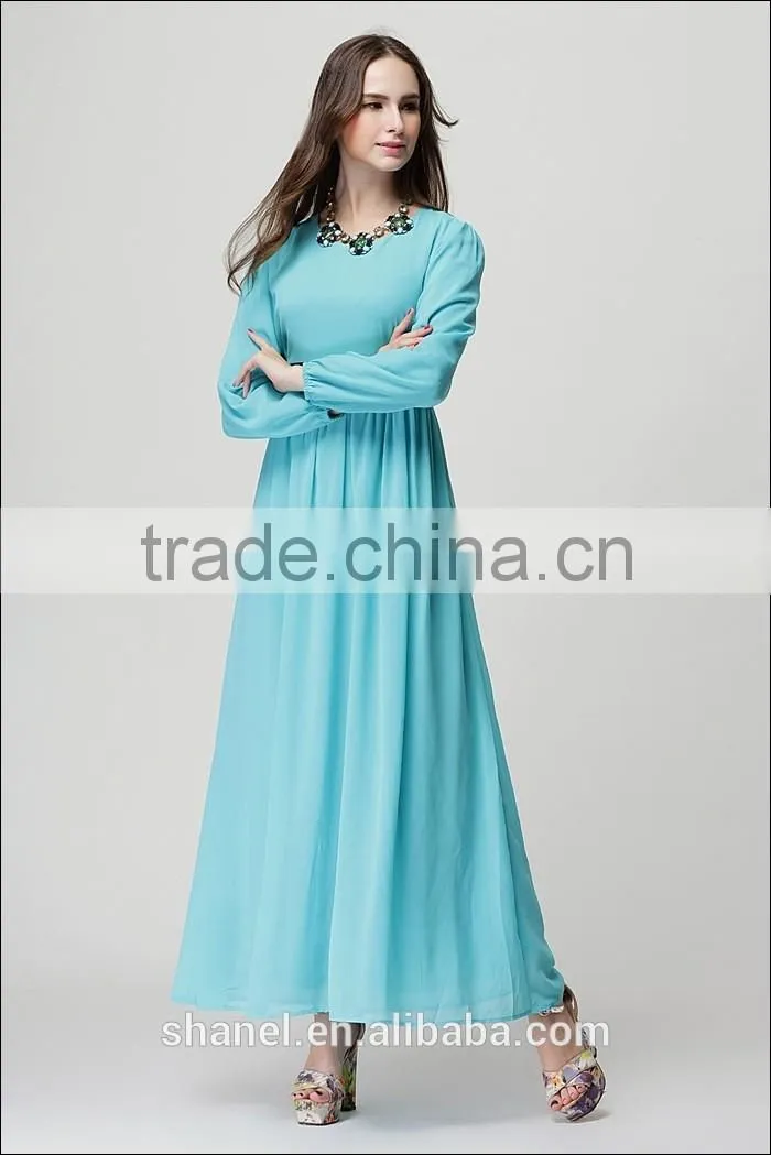 hot sale chiffon baju muslim abaya dress lace waist muslim kaftan abaya