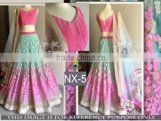 Jaunty Hot Pink Georgette Designer Lehenga Choli/Shop Latest Lehenga Style Sarees