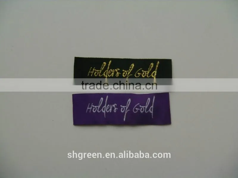 sewing on colth label,woven brand label for hat/cap