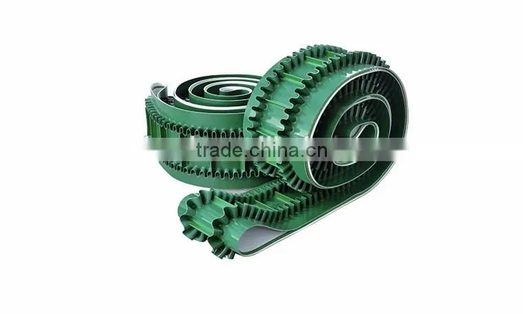 green sidewall cleated pvc conveyor belts