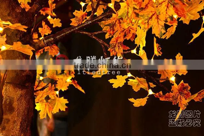 Building decoration artificial maple leaf outdoor lighted trees