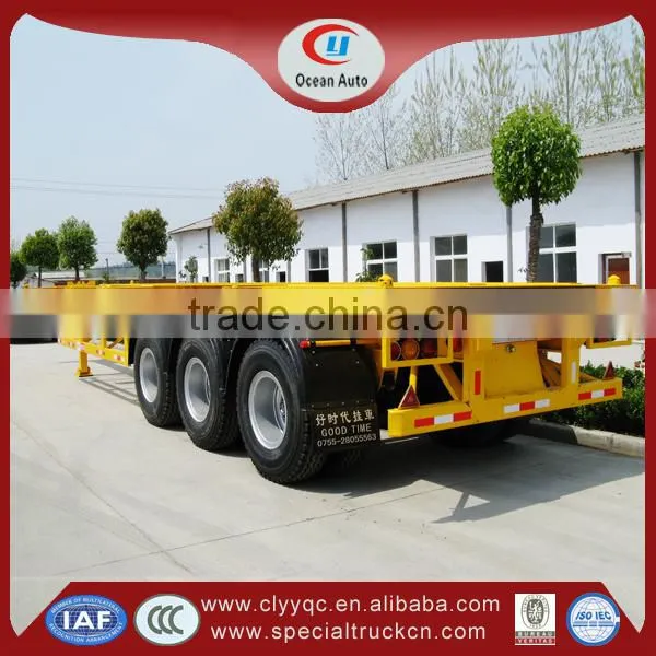 40GP container truck trailer, 40t flatbed semi-trailer,3axle tri-axle low bed semi trailer