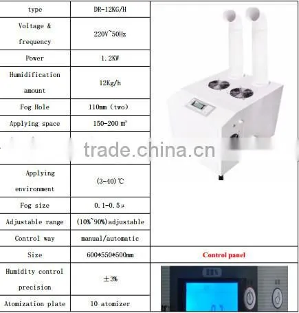 200 square meters industrial ultrasonic mist maker humidifier with castors