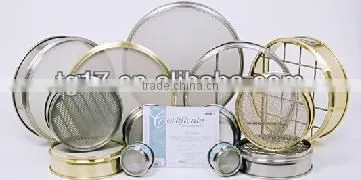 Brass test sieve for test the weight of dry soil (sand)