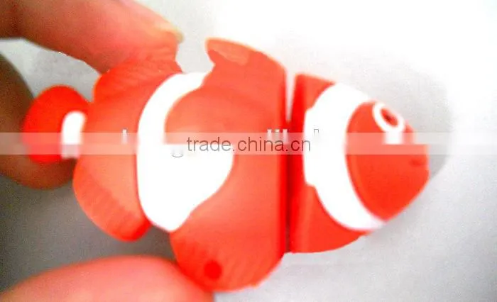 Cute cartoon 3 d fish U disk shell pvc usb stick