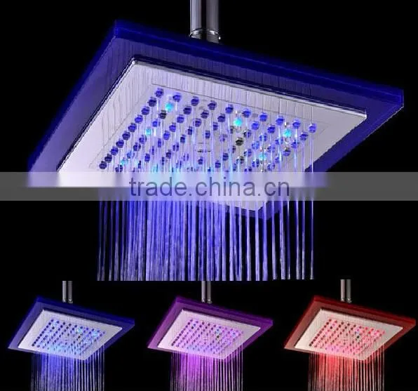 New 2017 Temperature Sense Automatic Color Changing LED Shower Head, LED Ceiling Electric Shower Head For Wholesale