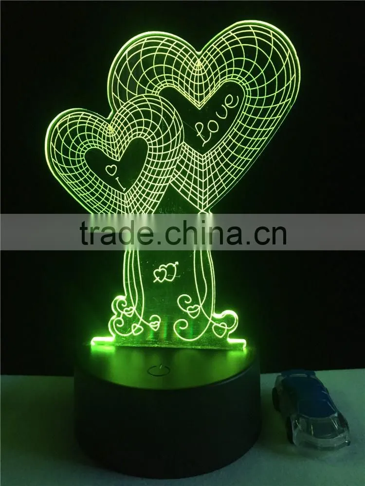 2017 Amazing Valentine's Gift Romantic night light acrylic 3d led lamp