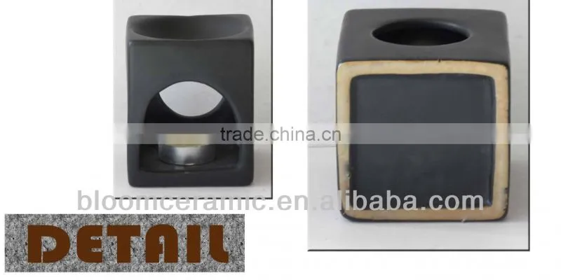 Square black ceramic incense burner