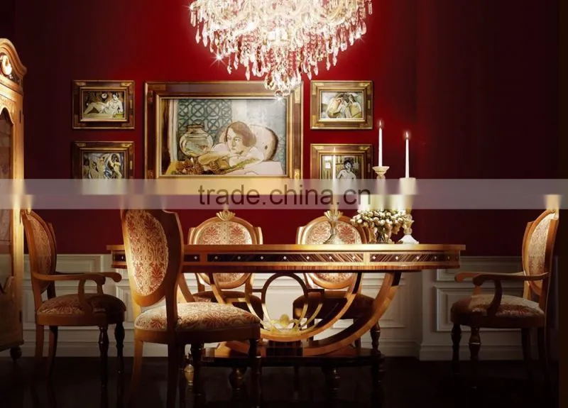 Exquisite Luxury European Imperial Handmade Round Dining Table with Beautiful Floral Table Top BF12-04254c