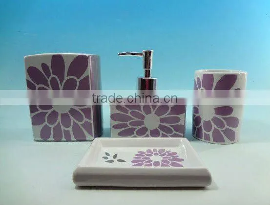 2012 hot sale square full printing 4pcs ceramic sanitary ware