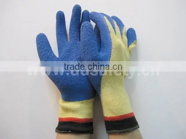 DDSAFETY Cut Resistant Blue Latex Palm Coated Safety Gloves