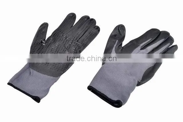 Grey latex nylon gloves in PE bag