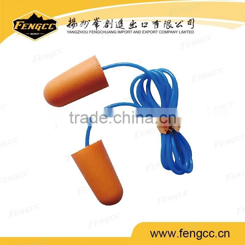 Promotion orange color CE certificate ear safety protection Rectangle PU foam earplugs with string