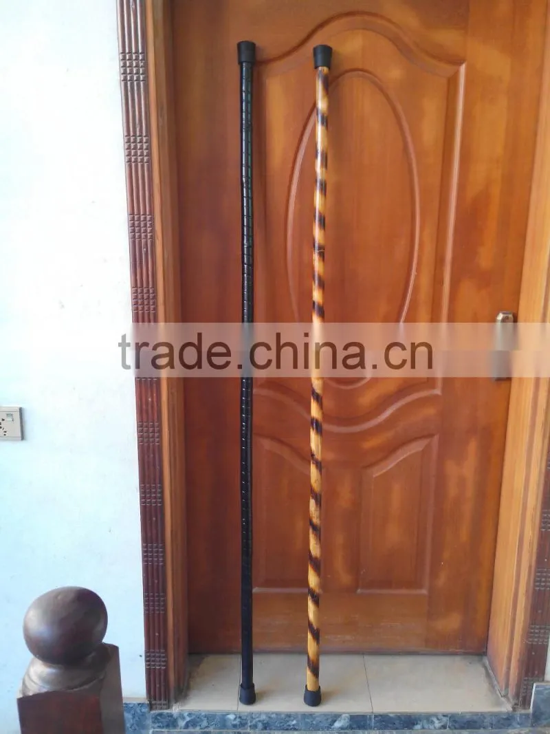 Black 72" Rattan Bo Straight Staff Martial Arts Karate Practice Escrima Arnis Kali with Rubber Caps