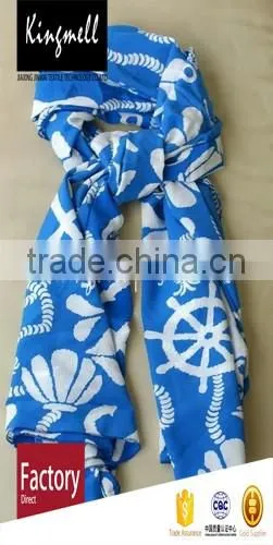 Custom Oceanic Style of Digital Printed Silk Scarf for Ladies