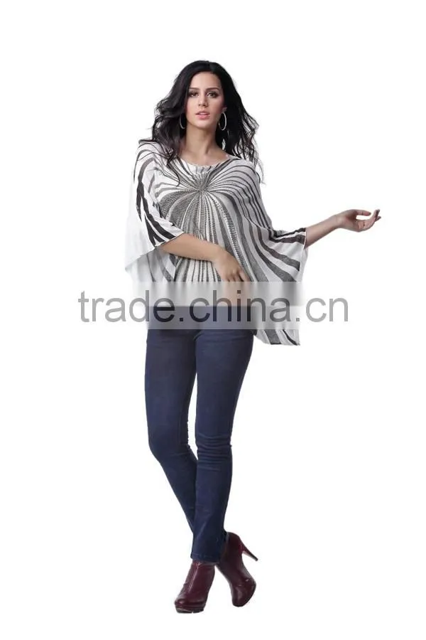 2014 New Arrival Batwing Sleeve Women Chiffon Blouse Lady Top