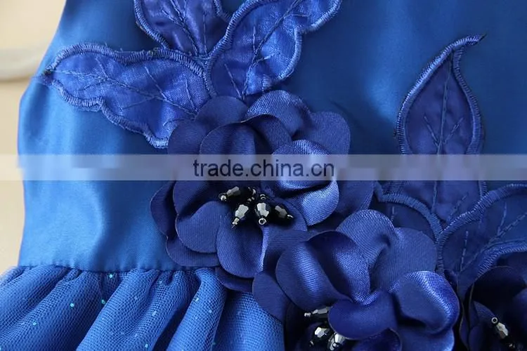 2017 Indian and Pakistan girls without dress toddler Blue Flower girls Performance dresses Turkish shell sequins party dresses
