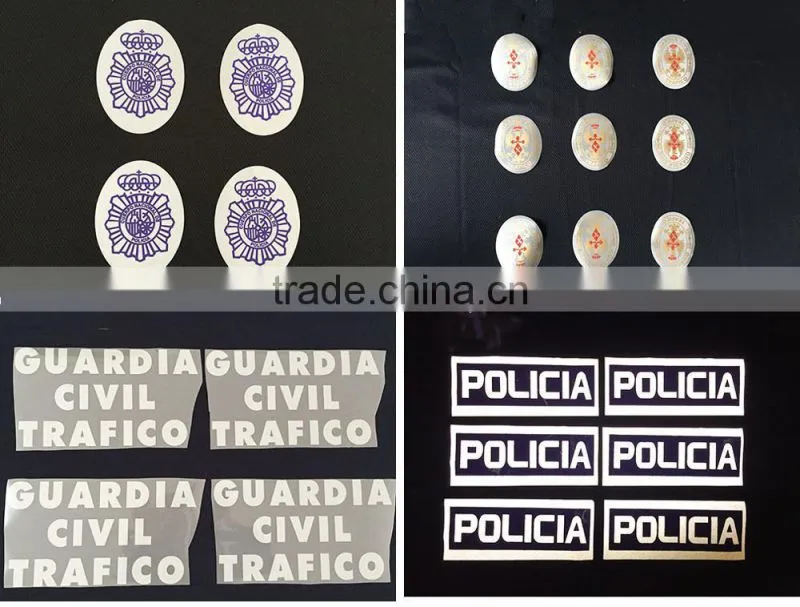 Relfective logo reflective letters reflective words be heated on polo shirt for Spain market