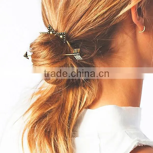 Zinc Based Alloy Antique Bronze Circle Ring Triangle Arrow Wedding Hairpins