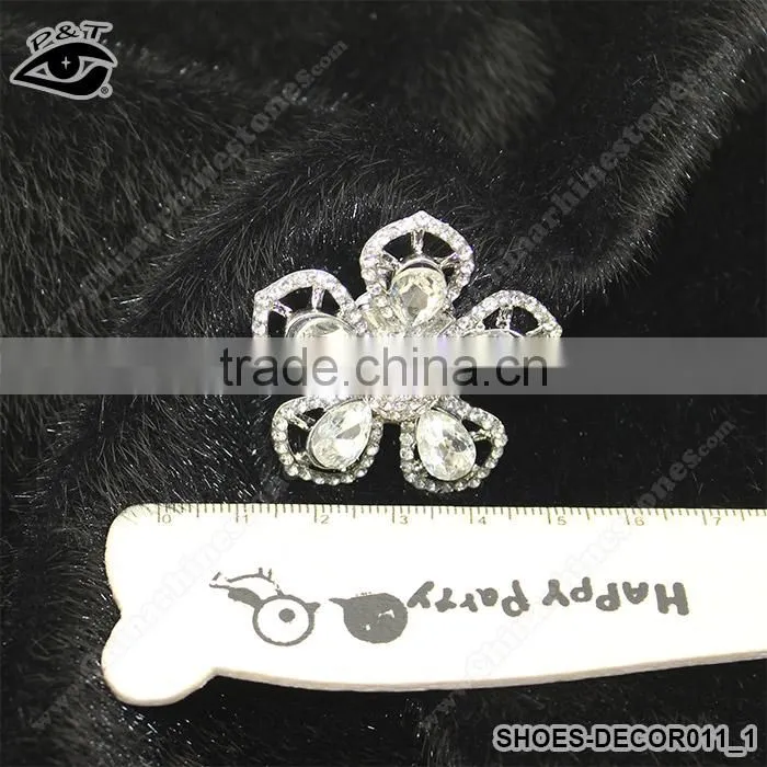 Flower shaped rhinestone ornaments for ladies high heel accessories wedding shoe clips with Metal Clip Jewelry Accessories