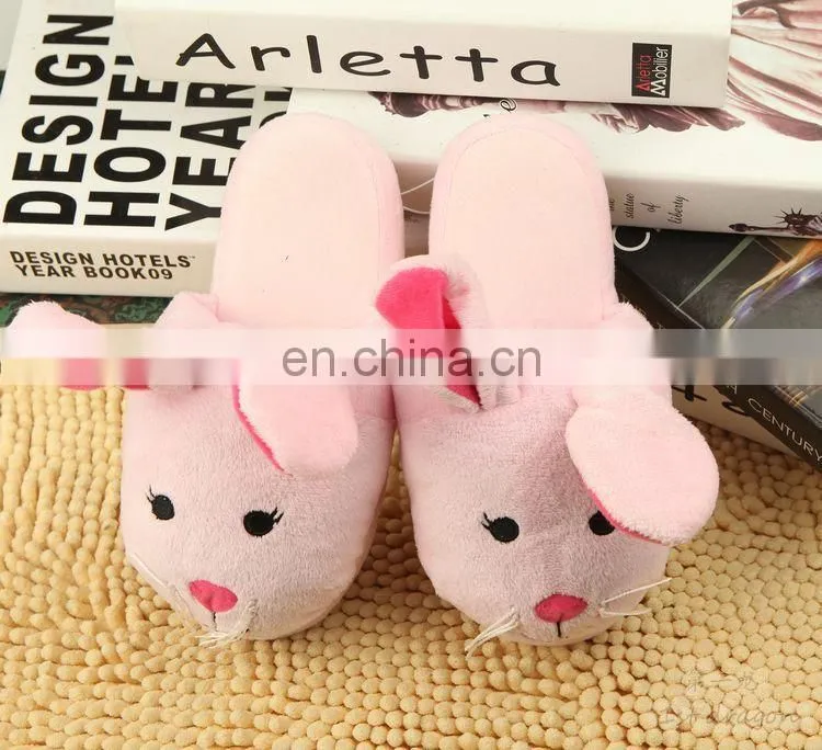custom happy foot pink rabbit animal cartoon indoor Slippers