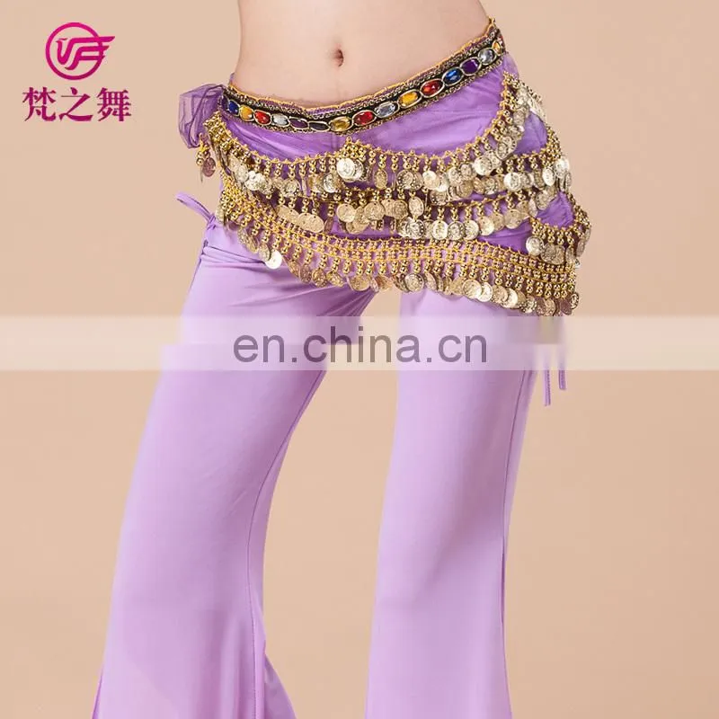 High quality Organza gold coin belly dance hip scarf with gradient color Y-2053#