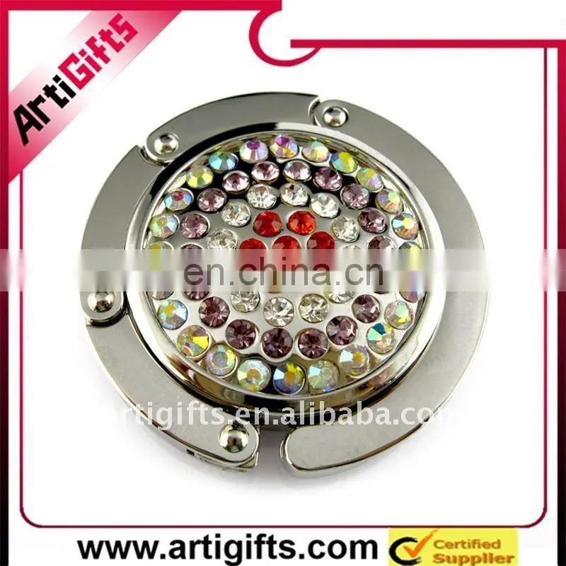 compact mirror foldable purse hanger with chain