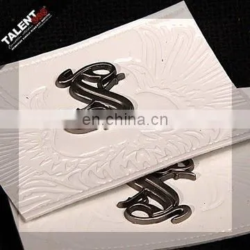 custom denim PU leather with casting metal label