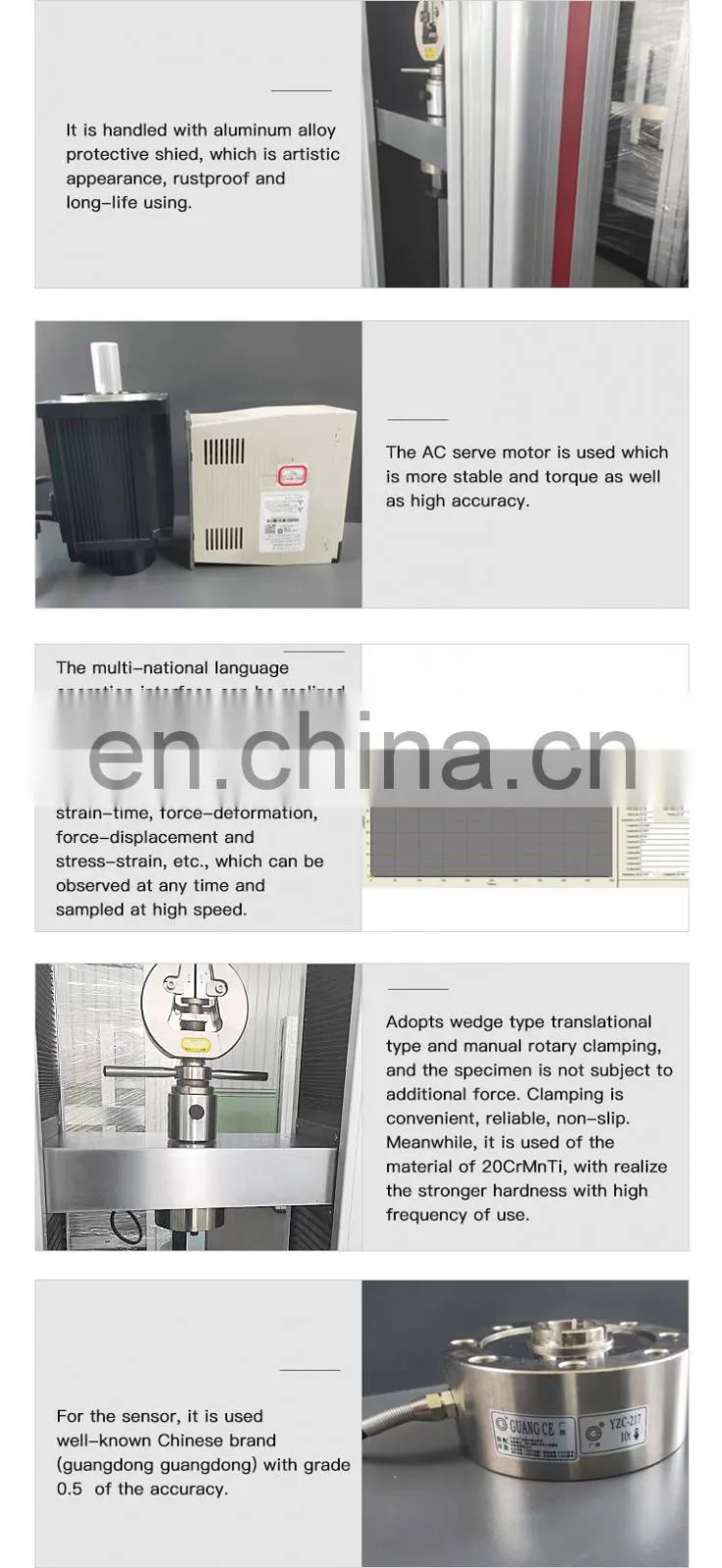 100KN Computer Control Electronic Universal Testing Machine Price With Wedge-shape Fixtures