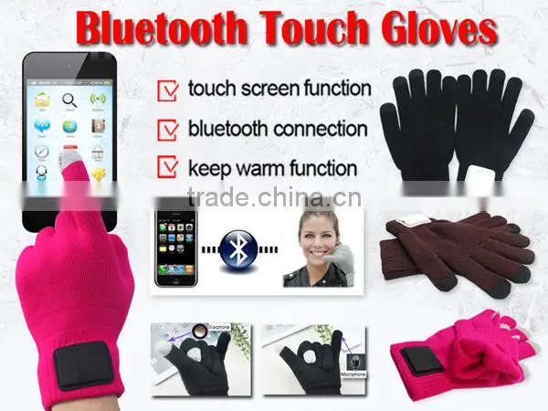 Touch Screen Bluetooth V3.0+EDR Talking Gloves Mobile Headset Speaker For Smart Phone