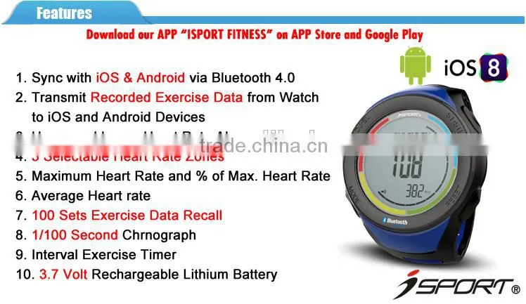 Bluetooth Connection Calorie Counter Smart Watch Heart Rate Monitor