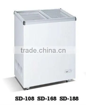 Supermarket Frost free top open Sliding glass door freezer